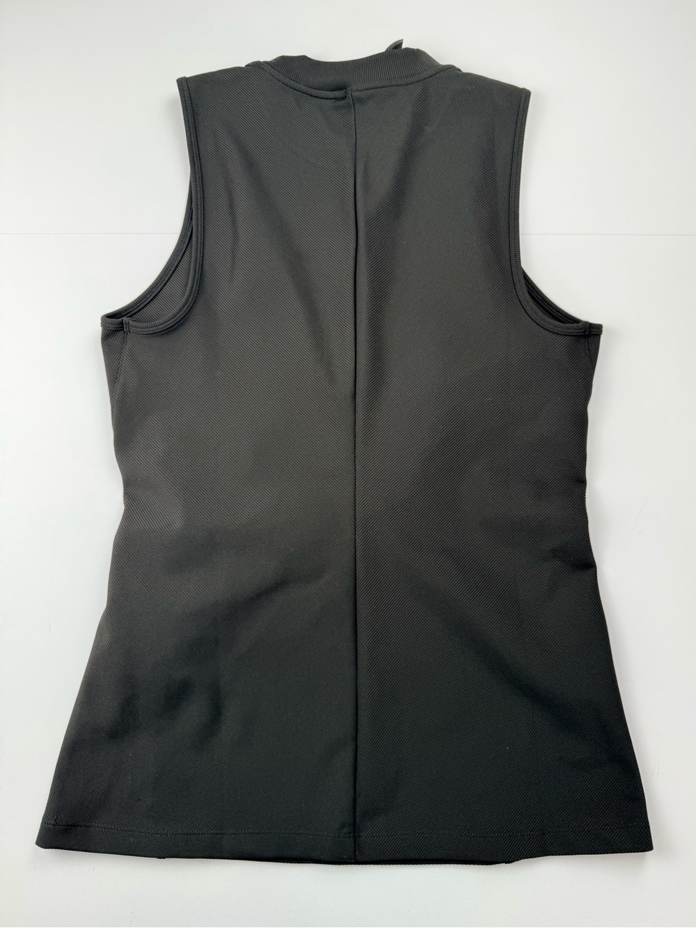 Athleta Black Ribbed Mock Neck Ruched Wrap Tank Top Size M Capsule wardrobe Yoga - Picture 3 of 8